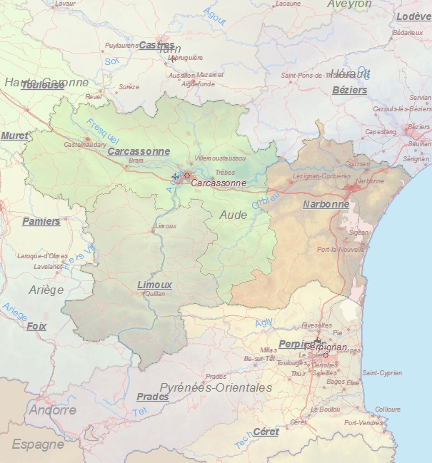Touristische Karte von Aude