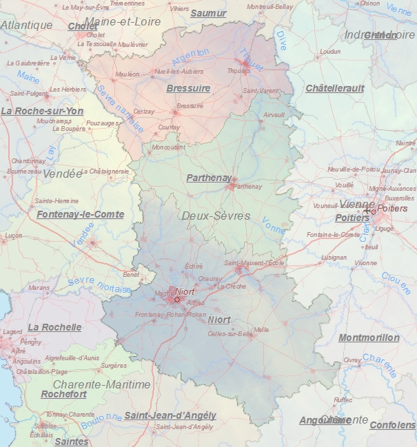 Touristische Karte von Deux-Sèvres