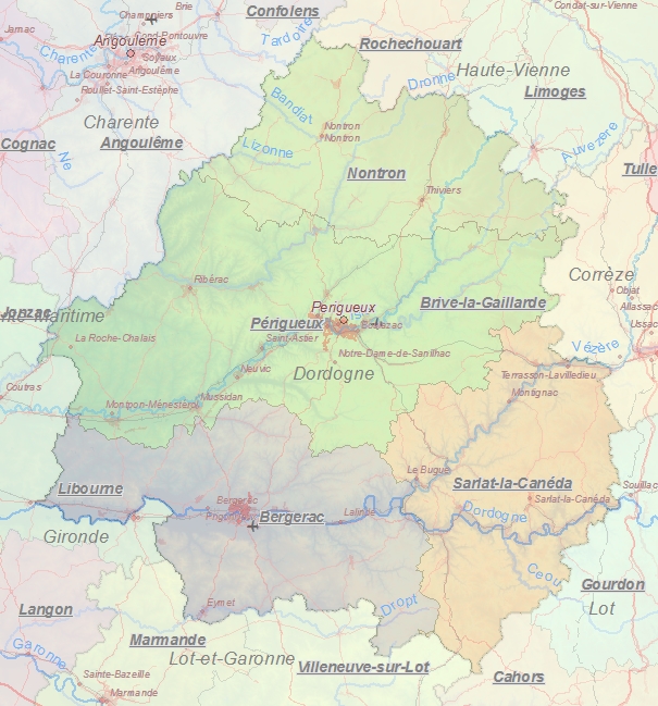 Touristische Karte von Dordogne
