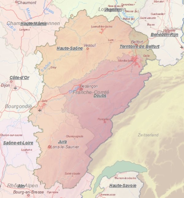 Touristische Karte von Franche-Comté