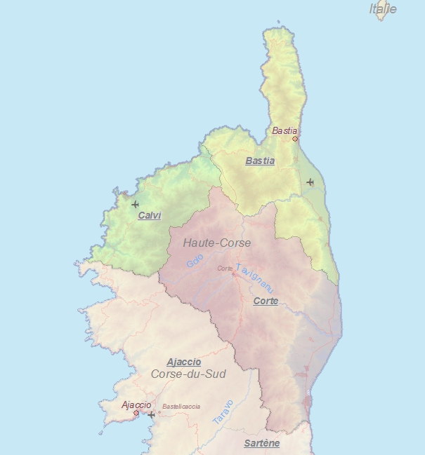 Touristische Karte von Haute-Corse