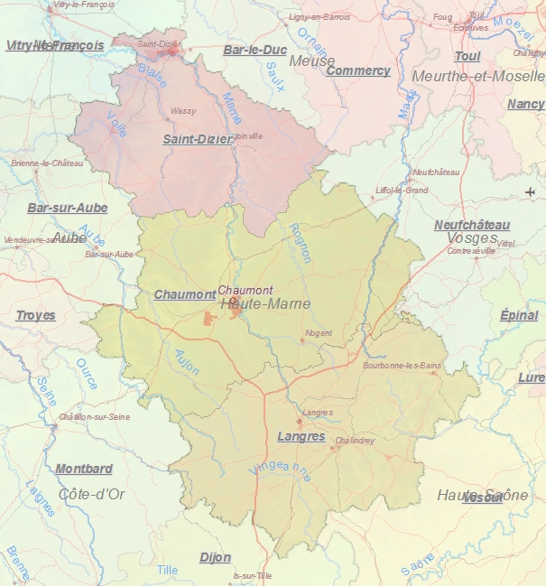 Touristische Karte von Haute-Marne