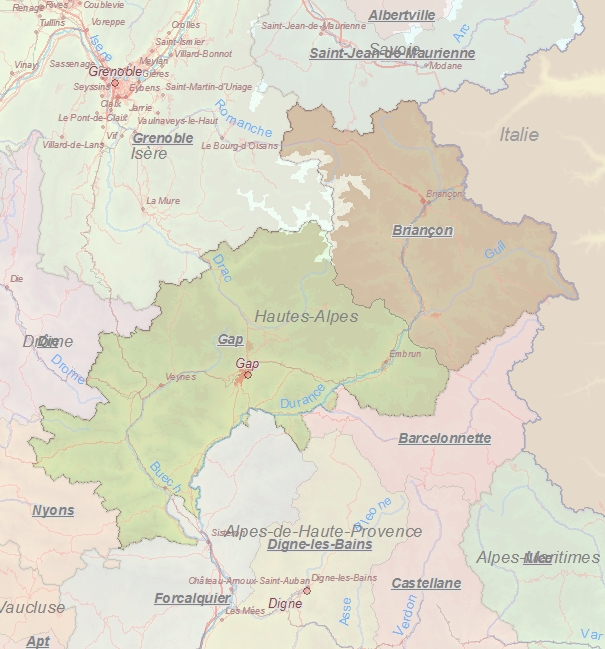 Touristische Karte von Hautes-Alpes