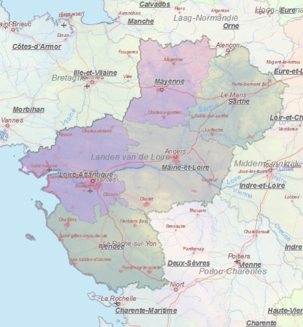 Touristische Karte von Pays de la Loire