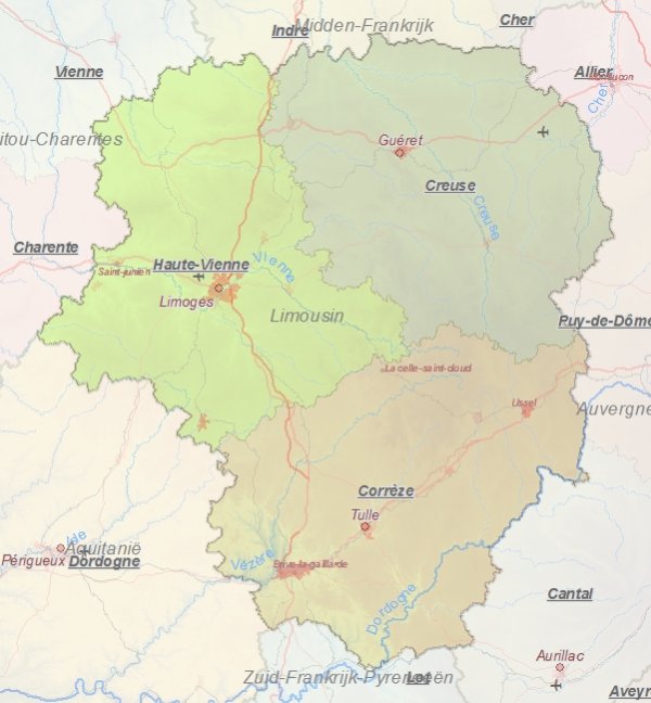 Touristische Karte von Limousin