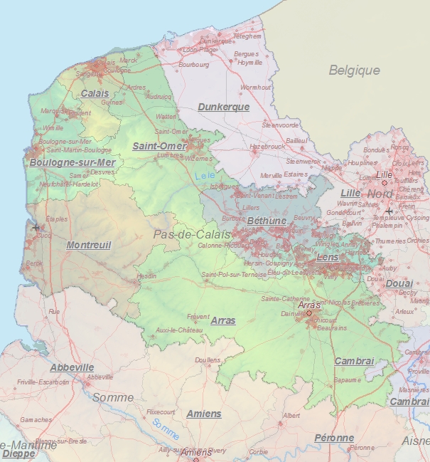 Touristische Karte von Pas-de-Calais
