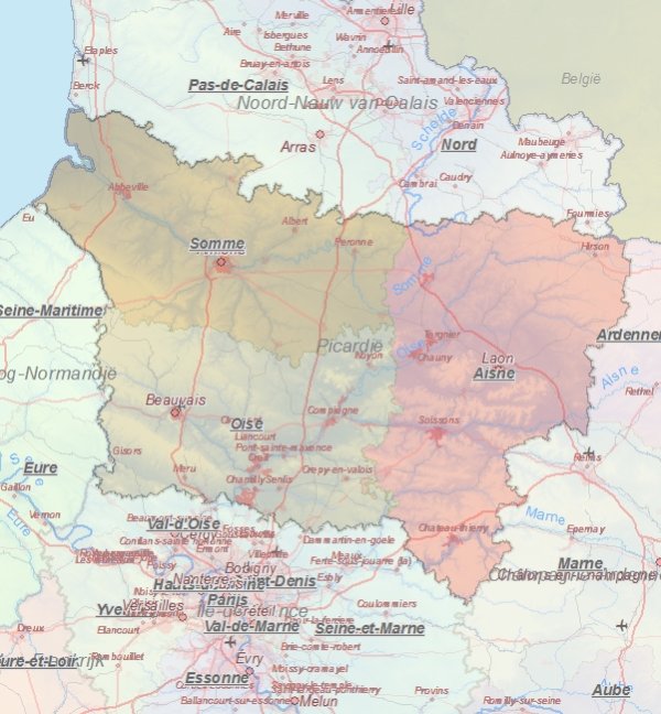 Touristische Karte von Picardie