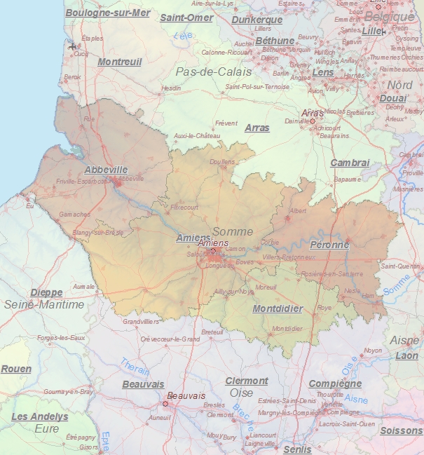Touristische Karte von Somme