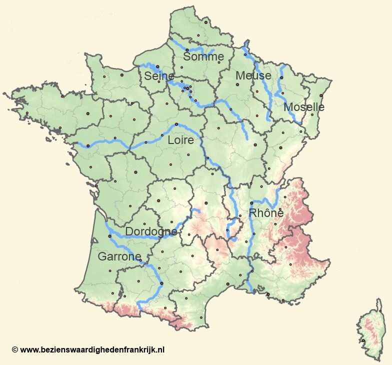 Fluss-Karte der Fluss totaal_met_relief_inzetkaart_met_tekst
