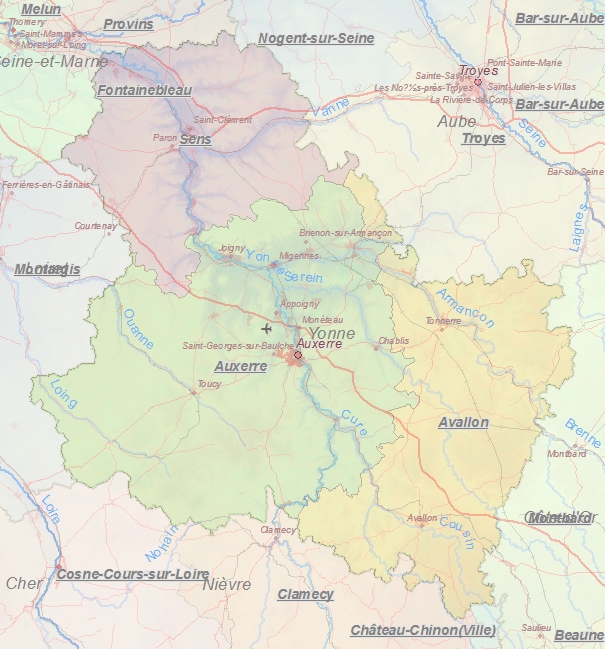 Touristische Karte von Yonne