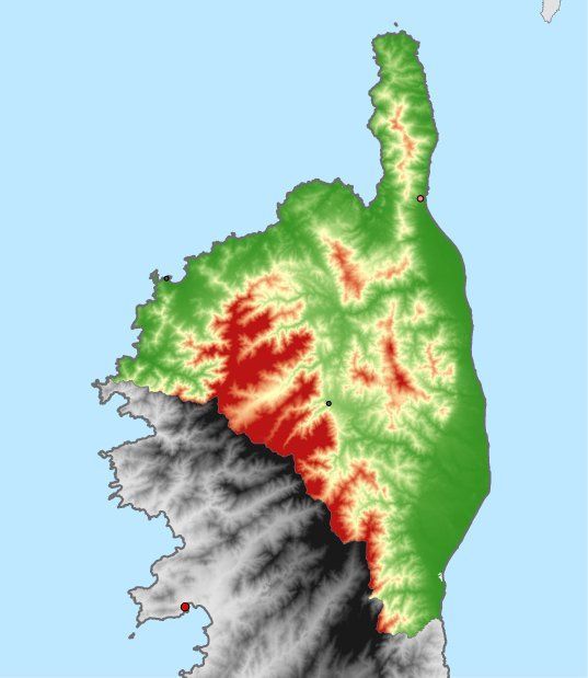 Höhenkarte von Haute-Corse