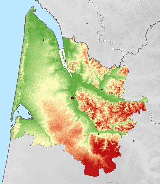 Höhenkarte von Gironde